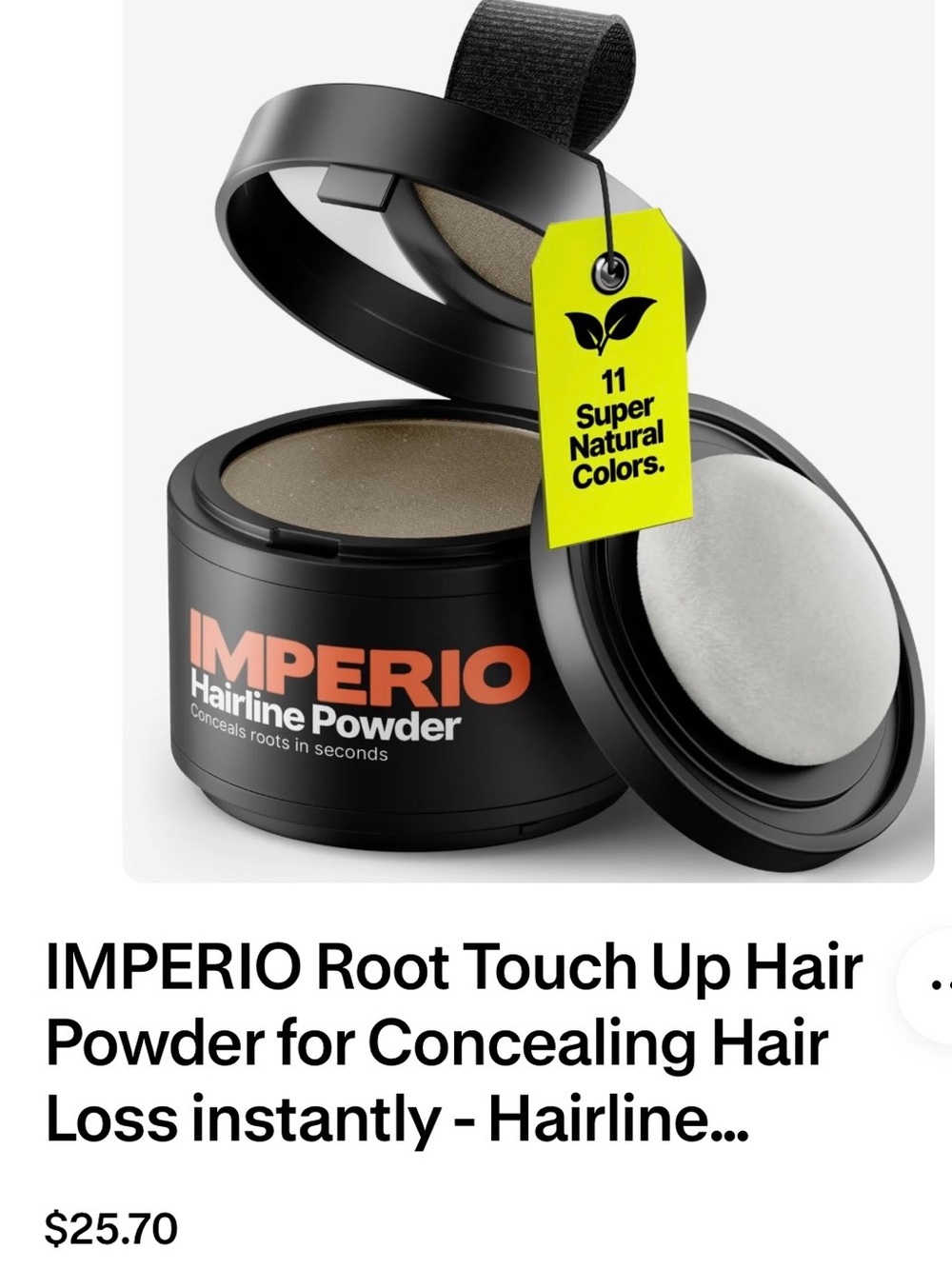 Imperio Root Touch Up Hair Builder Hairline Powder, Light Brown, 4g NEW in box